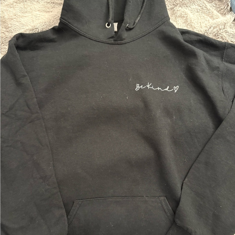 Black Hoodie with 'Be Kind' Embroidery
